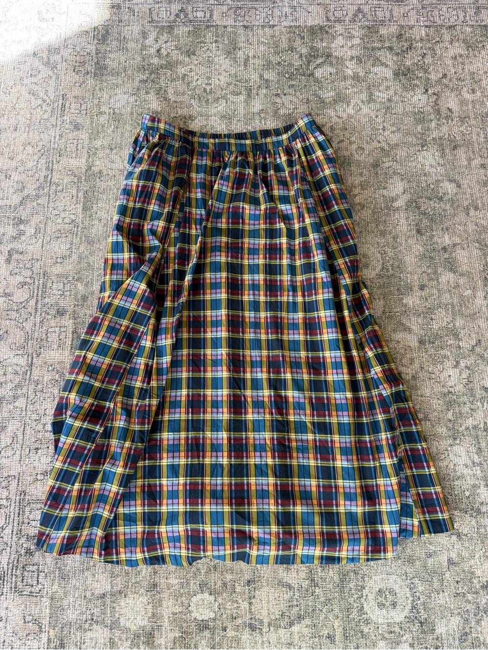 NWOT Maeve Jacie Poplin Printed Maxi Skirt Plaid Cotton Flowy Colorful Size XL - Picture 2 of 8